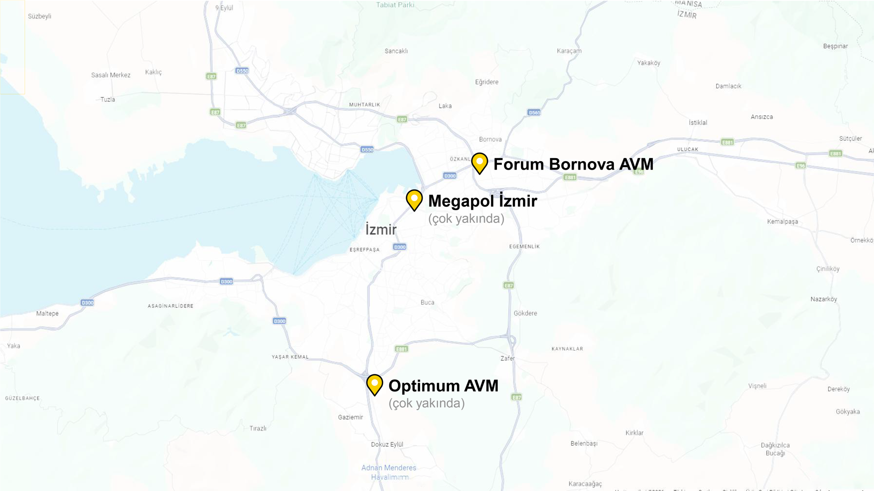 Souprice İzmir şube haritası: Forum Bornova AVM; yakında Megapol İzmir ve Optimum AVM